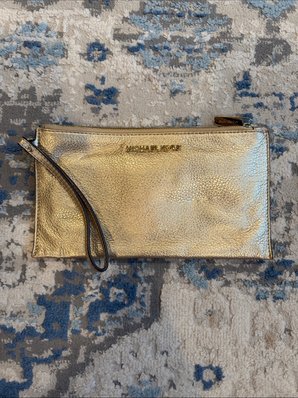 Michael Kors Metallic Gold Leather Wristlet Clutch